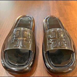 Tory Burch Glossy Black Slide Sandals